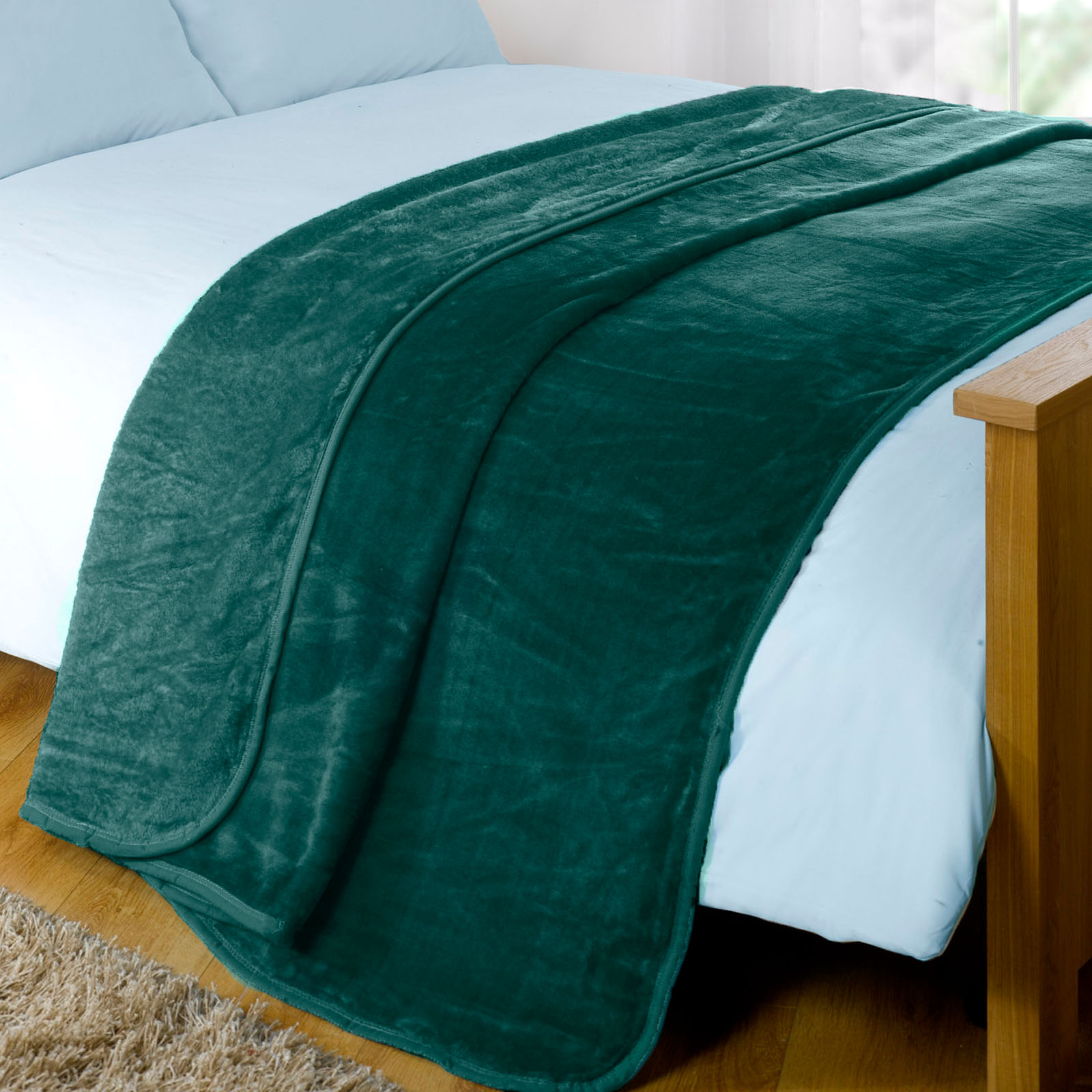 Dreamscene Luxury Faux Fur Mink Fleece Throw Over Sofa Large Blanket for  King Bed- Emerald Green - Home and Living